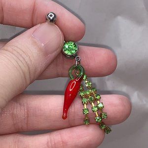 Green Chili Pepper Dangle Belly Ring